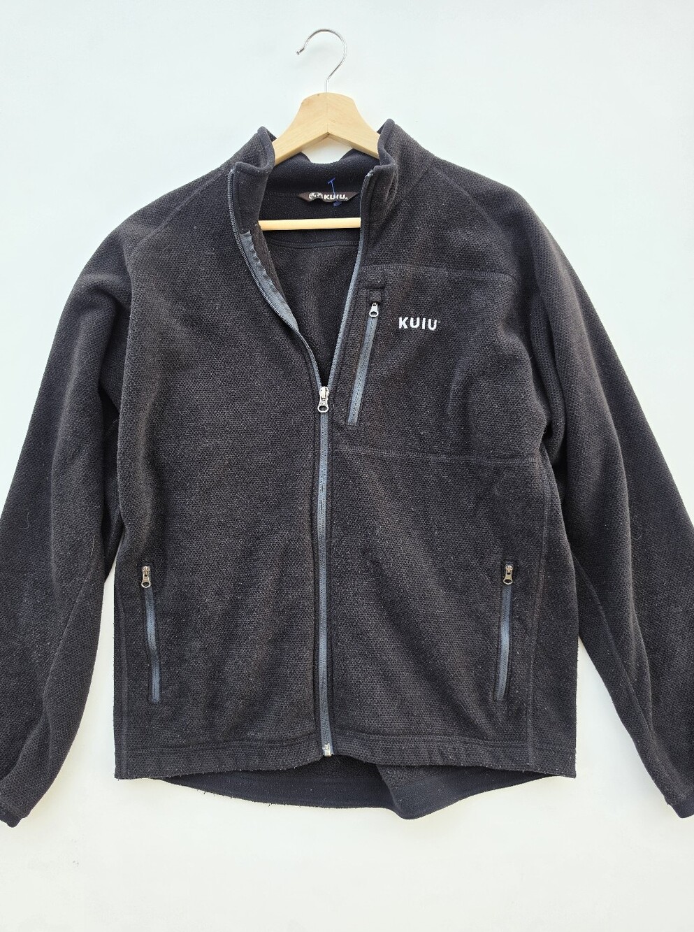 Kuiu Mens Black Strong Fleece Full Zip Waffle Knit Technical Fleece